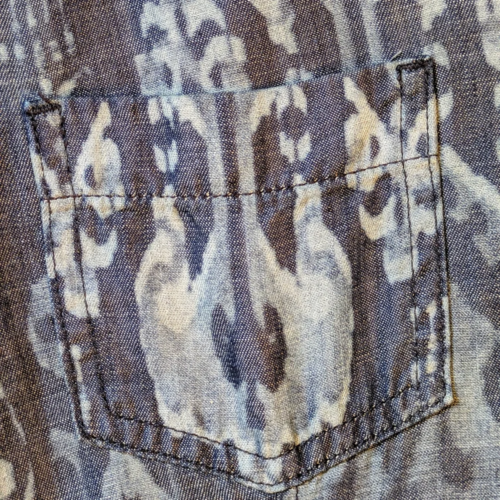 Chico’s Women’s‎ Blue Teaneck Ikat Print Maxi Shirt Dress, Comfy, Casual Sz 4P